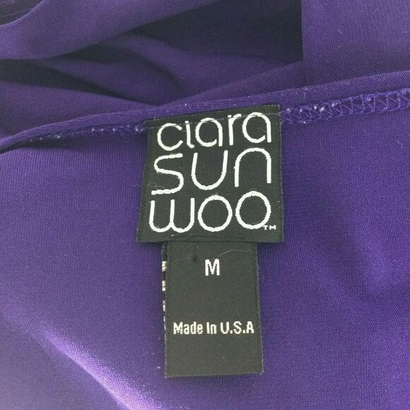 Clara Sun Woo Cowl Neck Draped Stretch Sleeveless Purple Midi Dress Women Medium - Picture 5 of 6